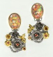 Opal Earrings with Gemstones & Vermeil Butterfly--MATCHING PIN-PENDANT AVAILABLE