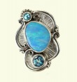 ECHO OF THE DREAMER Opal Ring with Blue Gemstones--ORIGINALLY $295.00--NOW 25% OFF