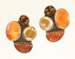 Spiny Oyster & Baltic Amber Clip Earrings