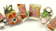 Mars & Valentine Pink & Orange Vintage Asian Tile Bracelet