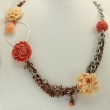 Coral Necklace with Hand Painted Porcelain