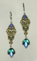 Mars & Valentine Peacock Earrings with Vintage Glass