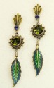 Mars & Valentine Peacock Earrings with Vintage Glass