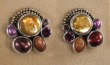 Jewel Tone Pearl Cluster Clip Earrings