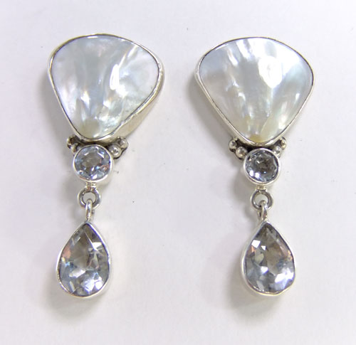 Mother of Pearl Fan Shell Post Earrings