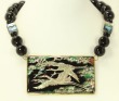 Hand Painted Mother of Pearl Pendant Necklace