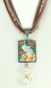 Peacock with Peonies Pendant Necklace