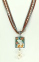 Peacock with Peonies Pendant Necklace