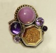 Phosphosiderite & Gold Drusy Cluster Ring