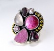 Pink Drusy Coin Pearl Cluster Ring--REGULAR PRICE $288.00