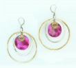 Mars & Valentine Large Open Hoop Earrings with Pink Shell Disc