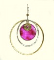 Mars & Valentine Large Open Hoop Earrings with Pink Shell Disc