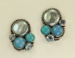 Platinum Pearl Gem Cluster Clip Earrings--MATCHING RING CAN BE ORDERED