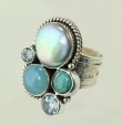 Platinum Pearl Gem Cluster Clip Earrings--MATCHING RING CAN BE ORDERED