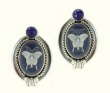 Laser Etched Blue Quartz Clip Earrings