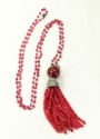 Ruby & Red Quartz Pendant Necklace with Ruby Tassel