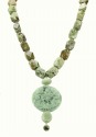 Hand Carved Jade & Rhyolite Pendant Necklace