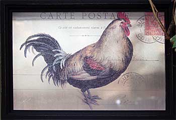 Rooster Print on Glass