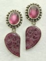 Carved Ruby Zoisite Post Earrings