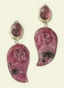 Ruby Zoisite Clip Dangle Earrings
