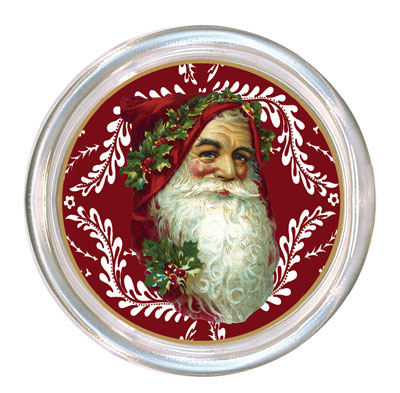 Santa Face on Red & White Background