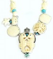 Carved Bone Sea Life Bracelet with Turquoise