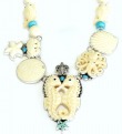 Carved Double Seahorse Statement Collar with Turquoise