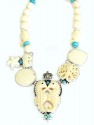 Carved Double Seahorse Statement Collar with Turquoise