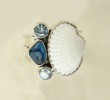 Echo of the Dreamer Shell Ring with Gemstone Cluster