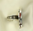 Hand Painted Shell Ring with Gemstones MATCHING PIN-PENDANT AVAILABLE