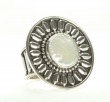 Echo of the Dreamer Large Silver Sunflower Ring with White Pearl