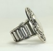 Echo of the Dreamer Large Silver Sunflower Ring with White Pearl