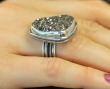 Echo of the Dreamer Black & Silver Drusy Statement Ring  
