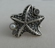  Mars & Valentine Silver Starfish Ring with White Topaz Stones