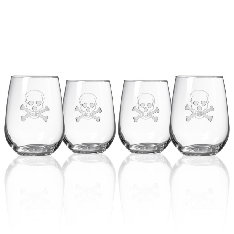 Rolf Skull & Cross Bones 17oz. Stemless Wine Tumbler