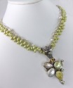 Green Pearl, Phrenite, & Shell Bracelet with Peridot