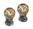 Vintage Swan Button Clip Earrings