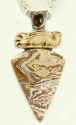 Swirly Jasper & Whiskey Quartz Pendant Necklace--32" LONG