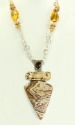 Swirly Jasper & Whiskey Quartz Pendant Necklace--32" LONG