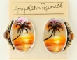 Hand Painted Tropical Sunset Clip Earrings--MATCHING PIN PENDANT