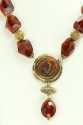 Czech Glass Tulip Button Pendant Necklace