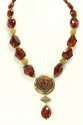 Czech Glass Tulip Button Pendant Necklace