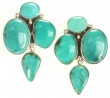 Amy Kahn Russell Green Turquoise Cluster Post Dangle Earrings--CAN BE CONVERTED TO CLIP