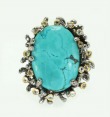 Turquoise Ring in Elaborate Jeweled Setting
