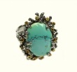 Turquoise Ring in Elaborate Jeweled Setting  