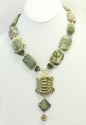 Hand Carved Turtle & Ryolite Statement Necklace