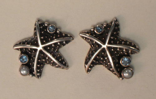 Mars & Valentine  Silver Starfish Post Earrings 