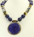 Lapis & Vaseline Glass Necklace