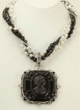 Mars & Valentine Vintage Black Cameo Statement Necklace