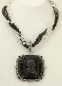 MARS & VALENTINE Vintage Black Cameo Statement Necklace
